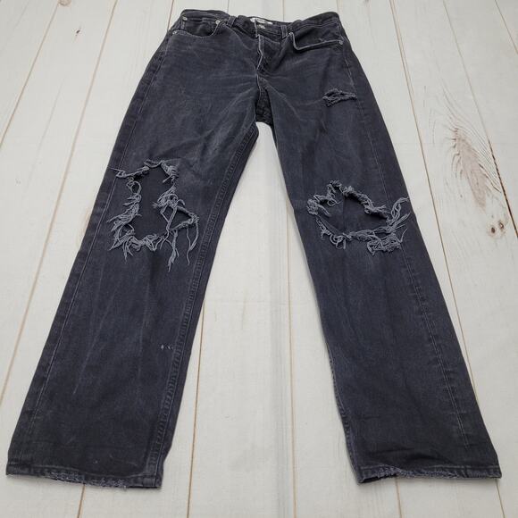 Agolde 90s midrise loose fit black jeans ripped distressed audio - Picture 2 of 12